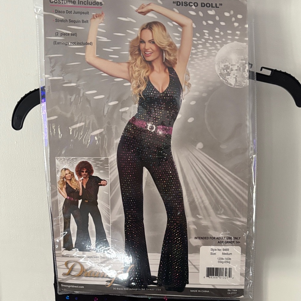 Dreamgirl Sequin Disco Jumpsuit - Black and Silver